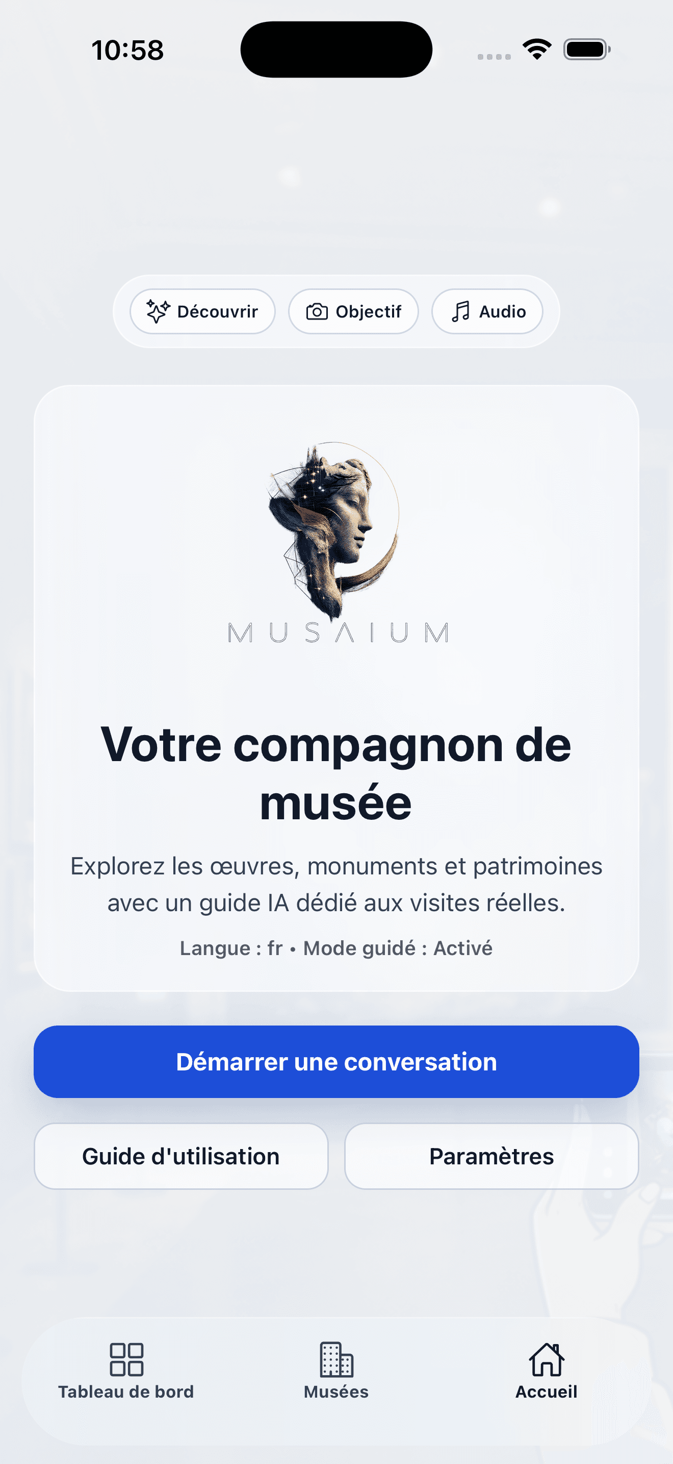 Musaium home screen